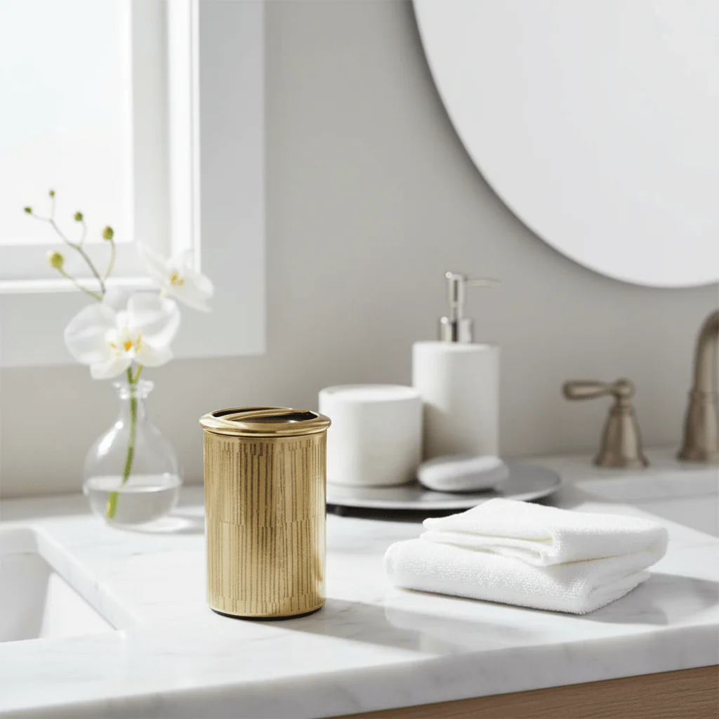 Allegra Line Effect Gold Toothbrush Holder - Image 4