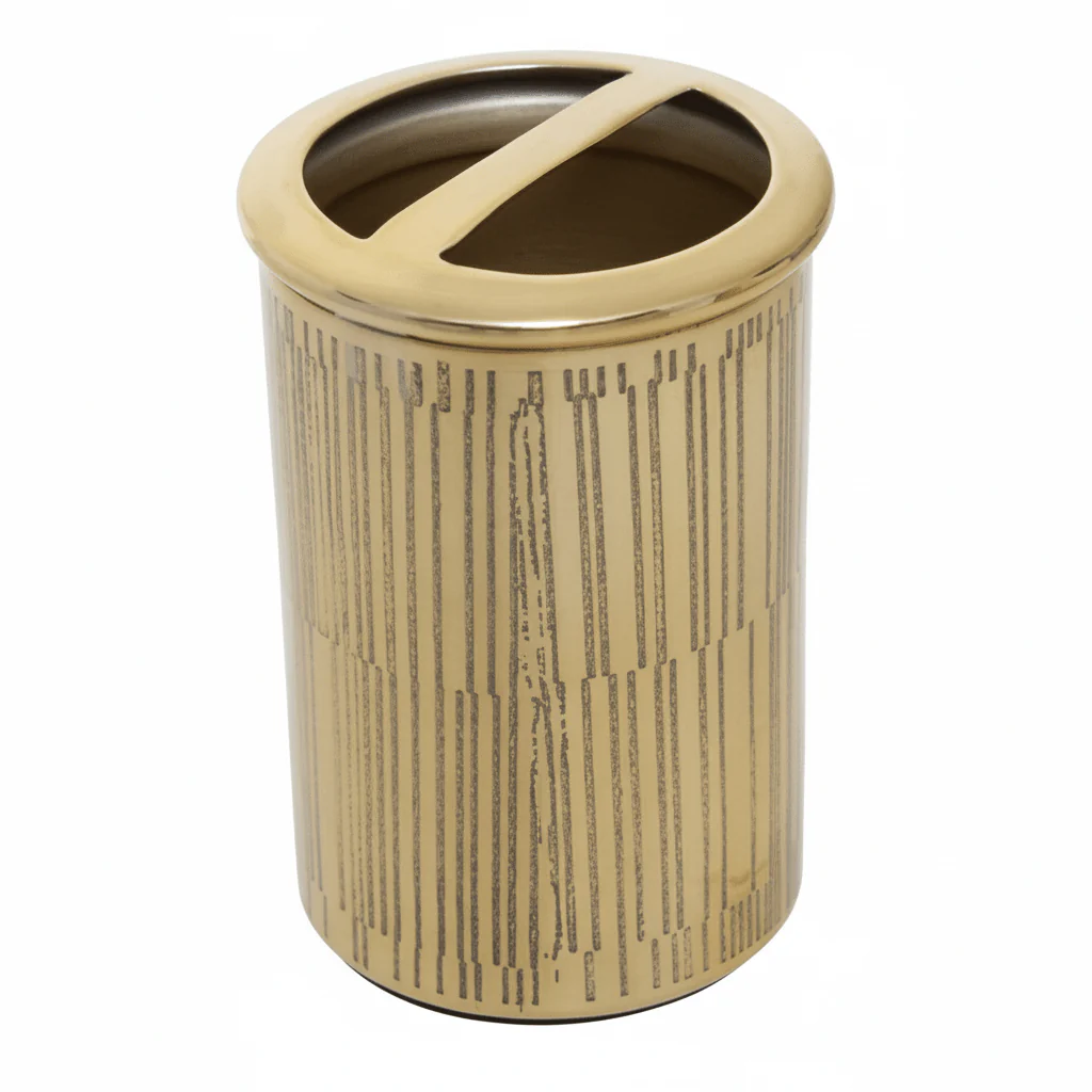Allegra Line Effect Gold Toothbrush Holder - Image 5