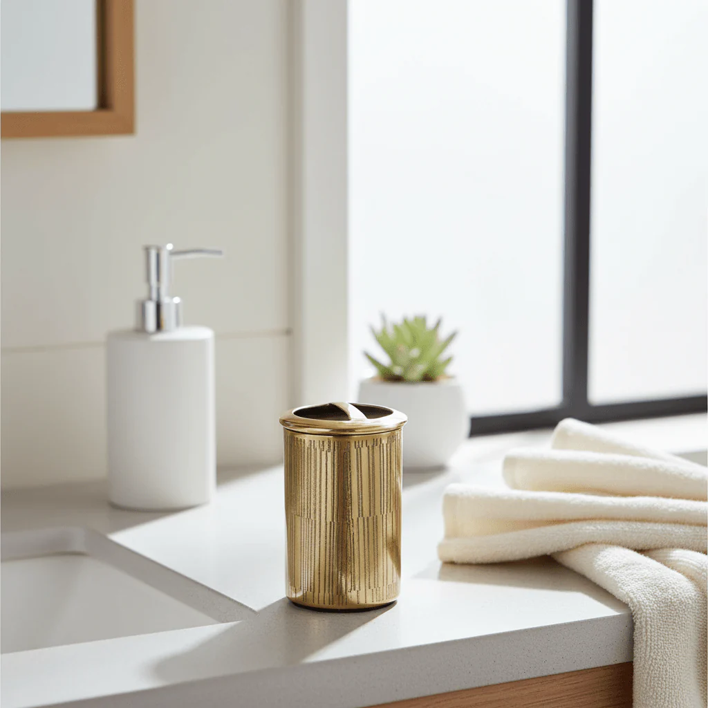 Allegra Line Effect Gold Toothbrush Holder - Image 7