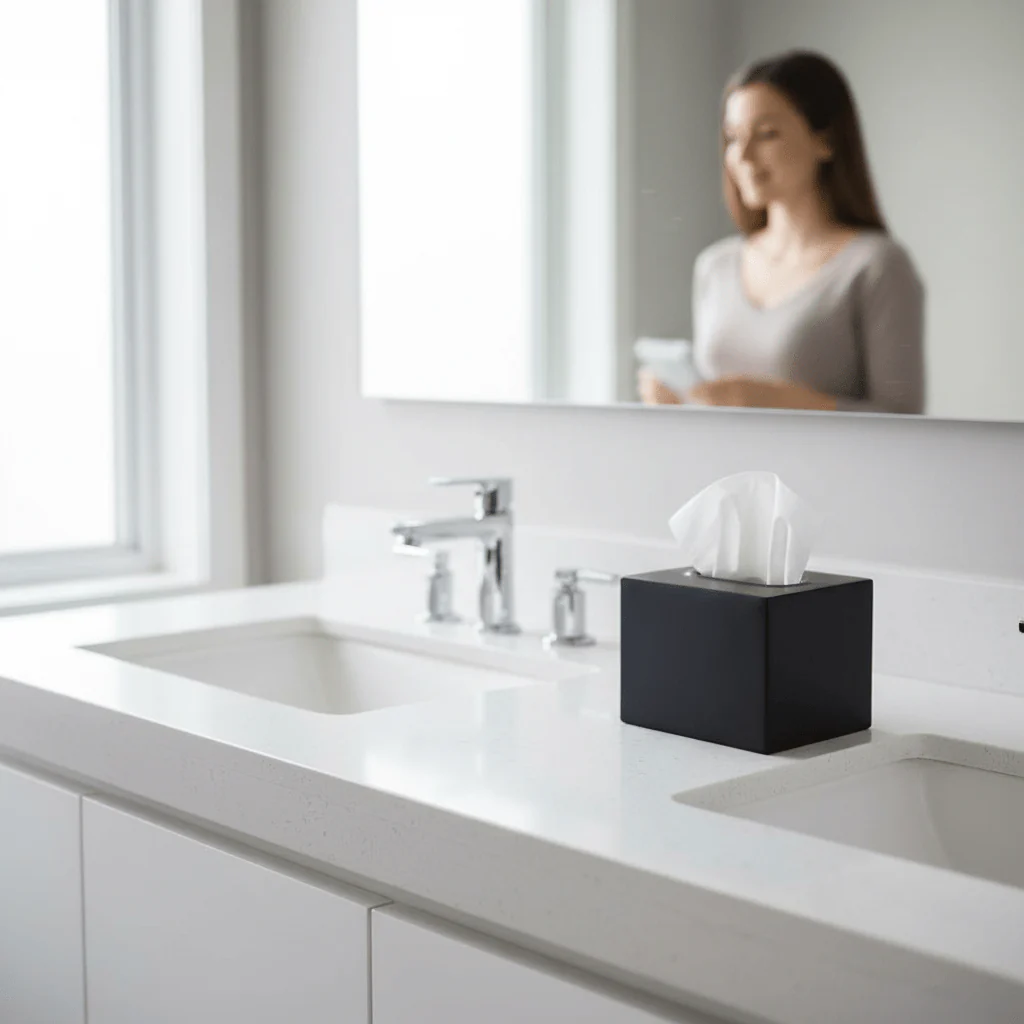 Allegra Stainless Steel Black Tissue Box - Image 6