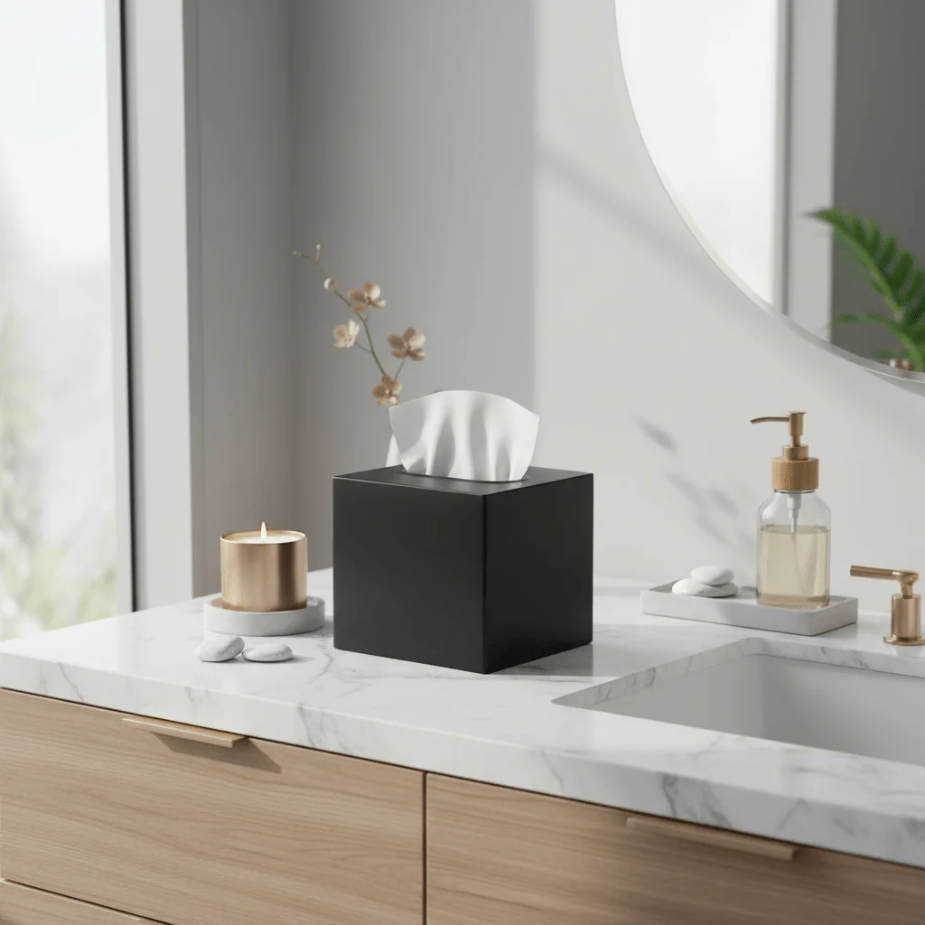 Allegra Stainless Steel Black Tissue Box - Image 8