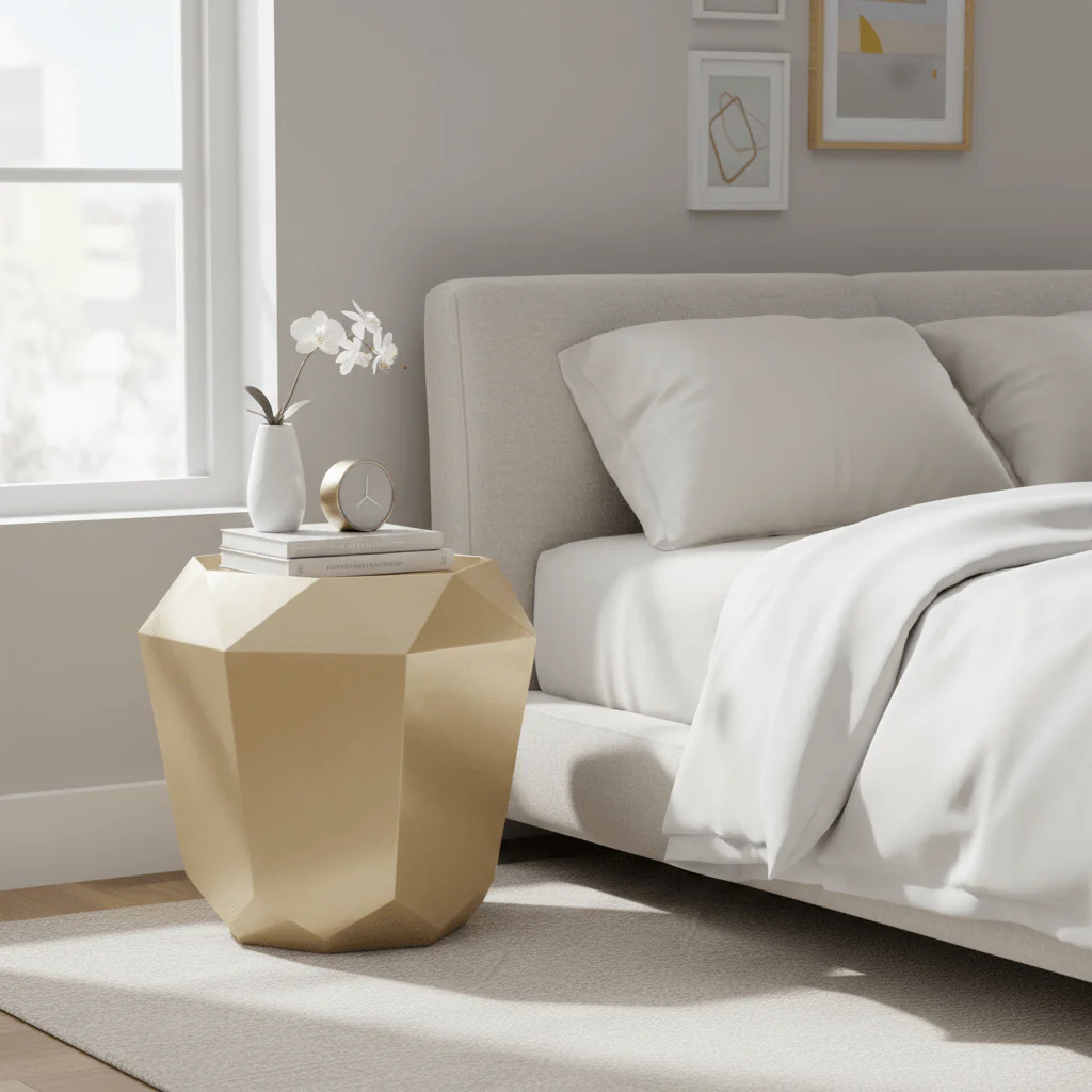 Allure Champagne Gold Diamond Cut End Table - Image 4