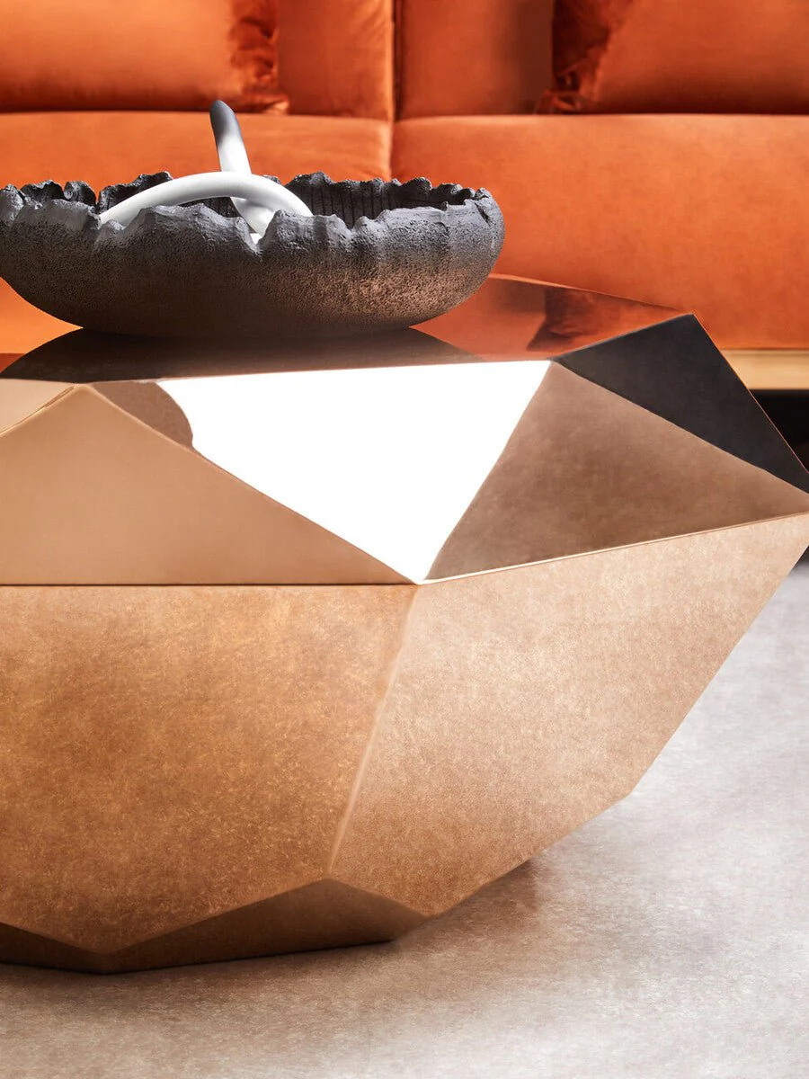 Allure Rose Gold Diamond Cut Coffee Table - Image 11