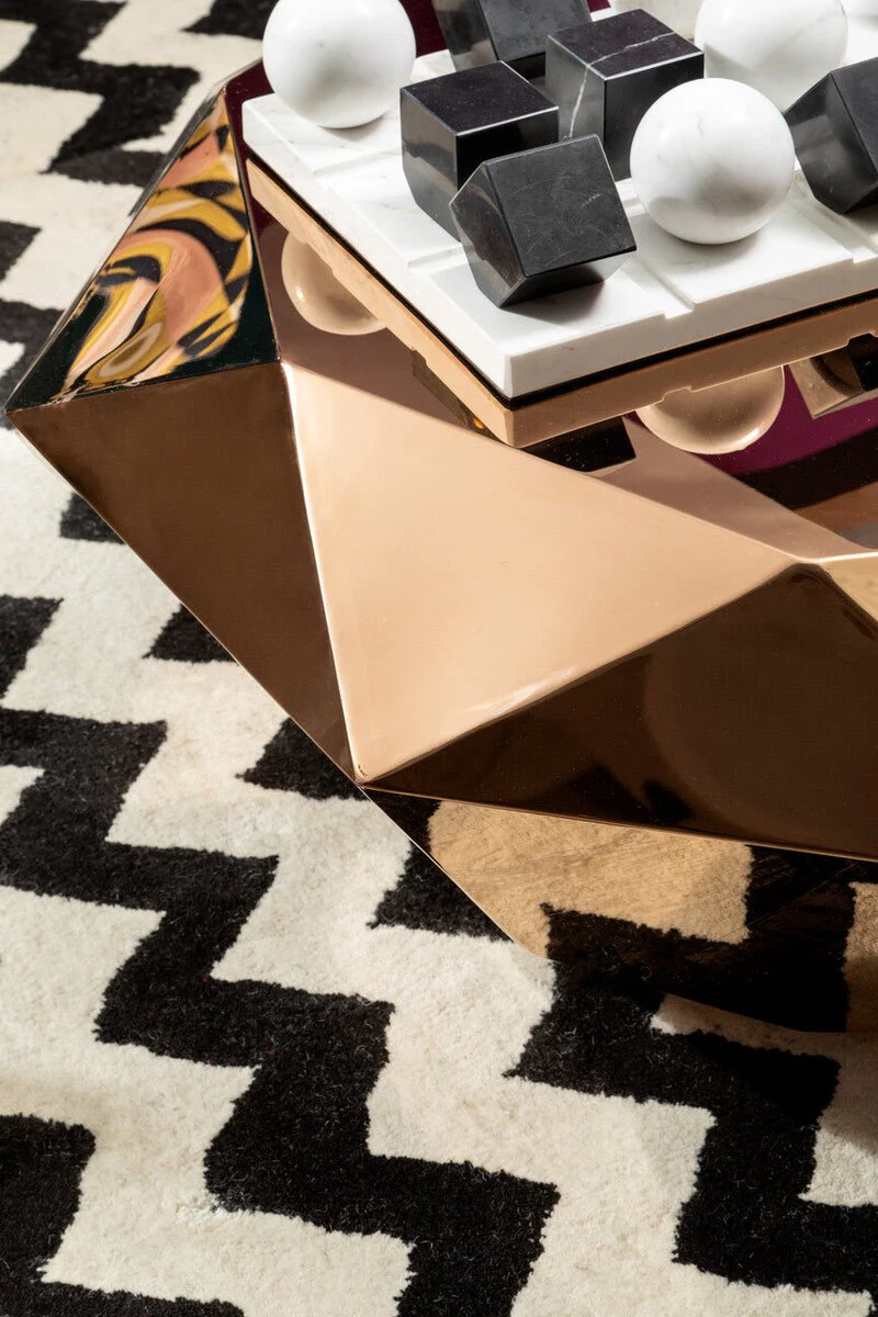 Allure Rose Gold Diamond Cut Coffee Table - Image 14