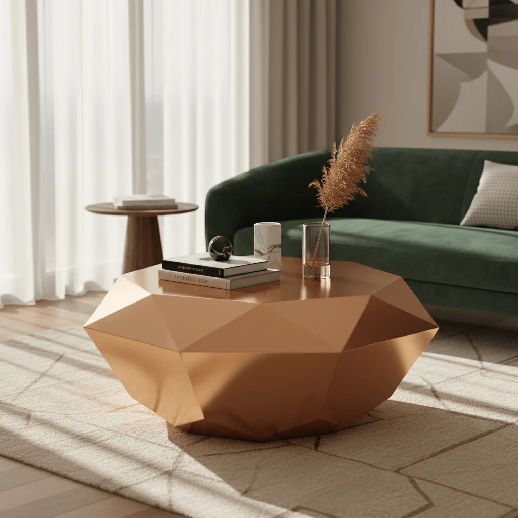 Allure Rose Gold Diamond Cut Coffee Table - Image 3