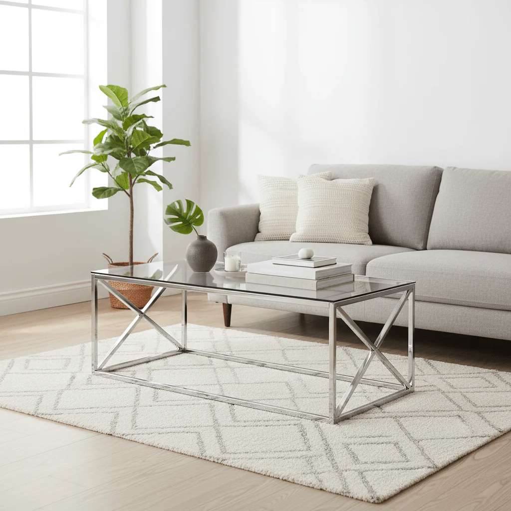 Allure Silver Cross Design Coffee Table - Image 3
