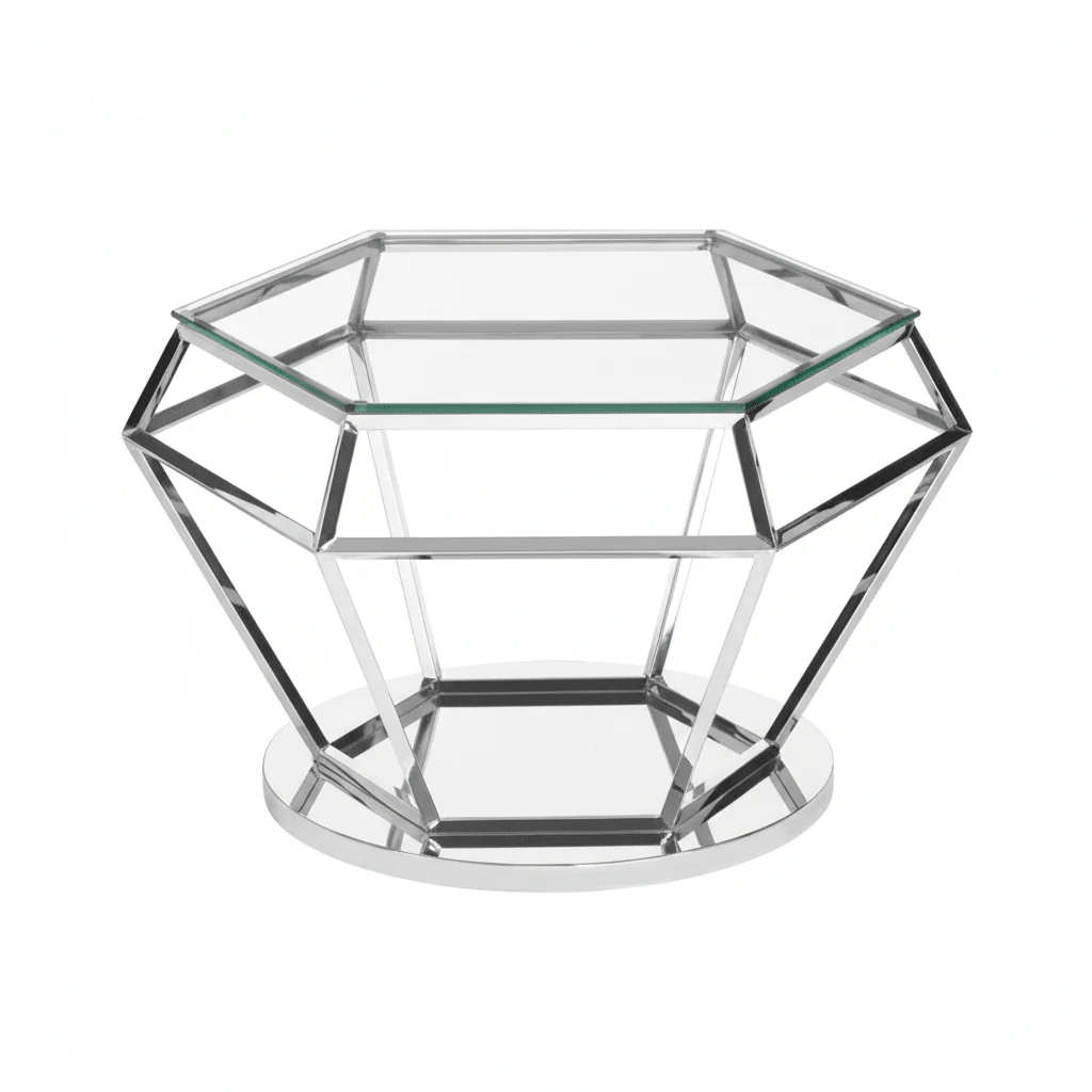 Allure Silver Finish Diamond Design End Table