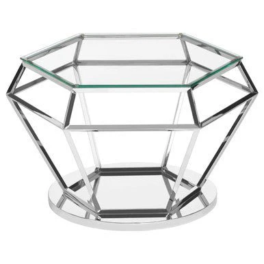 Allure Silver Finish Diamond Design End Table - Image 5
