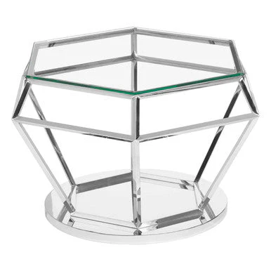 Allure Silver Finish Diamond Design End Table - Image 6