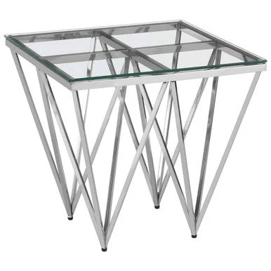 Allure Silver Finish Prismatic Legs End Table - Image 6