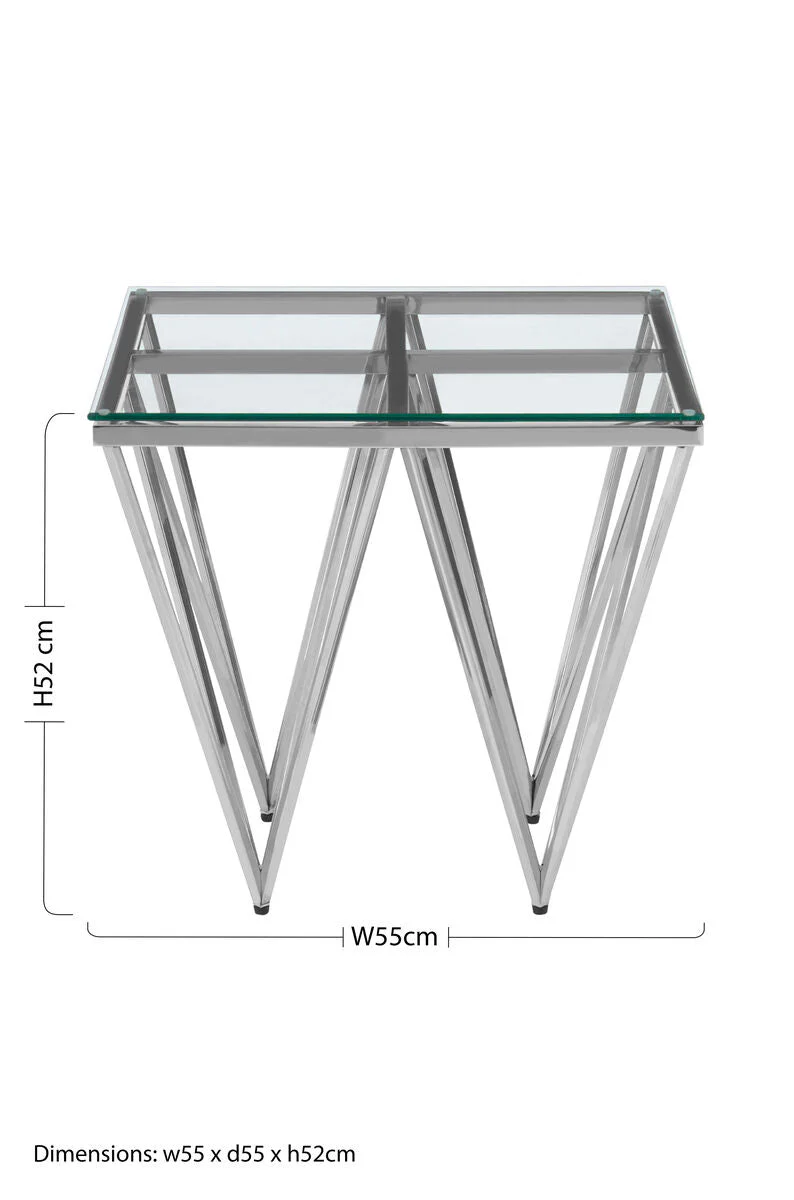 Allure Silver Finish Prismatic Legs End Table - Image 9