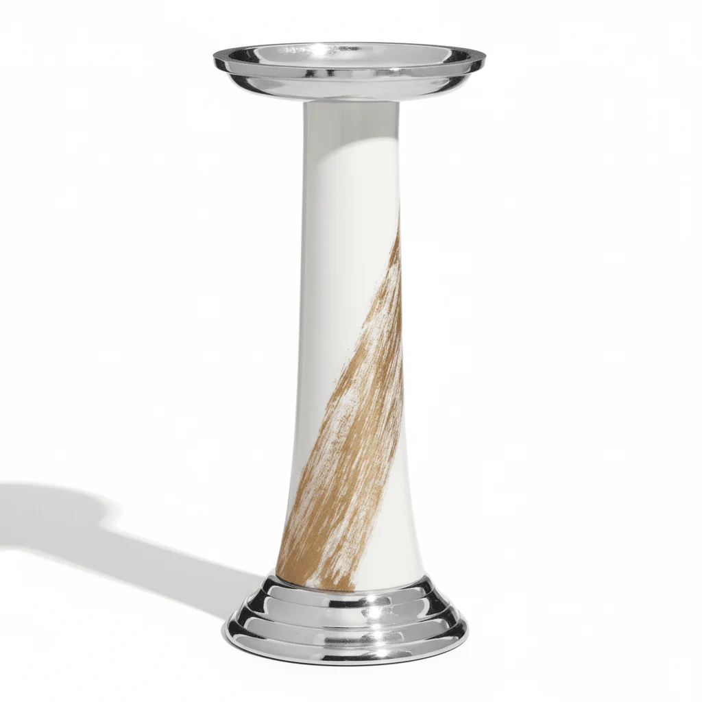 Alma White And Gold Candle Holder - Image 4