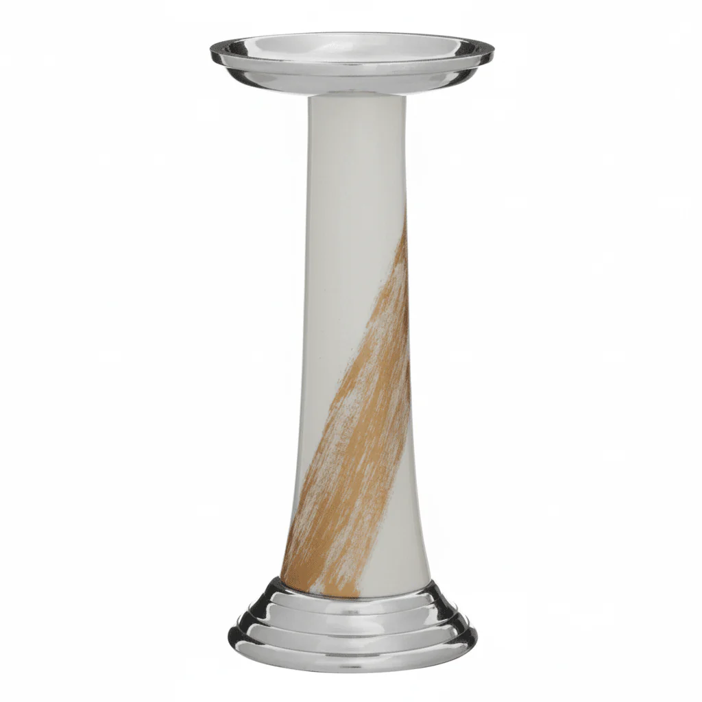 Alma White And Gold Candle Holder - Image 5