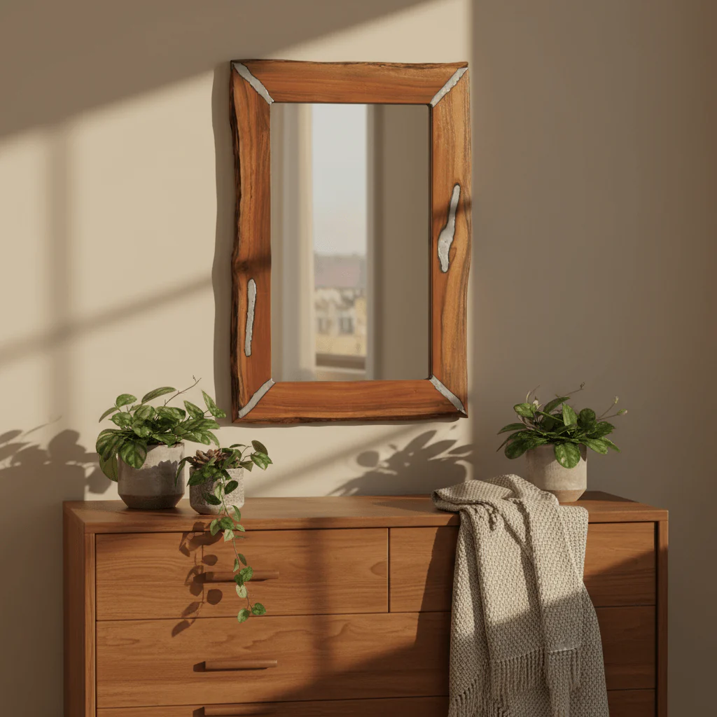 Almora Acacia Wood Wall Mirror - Image 3