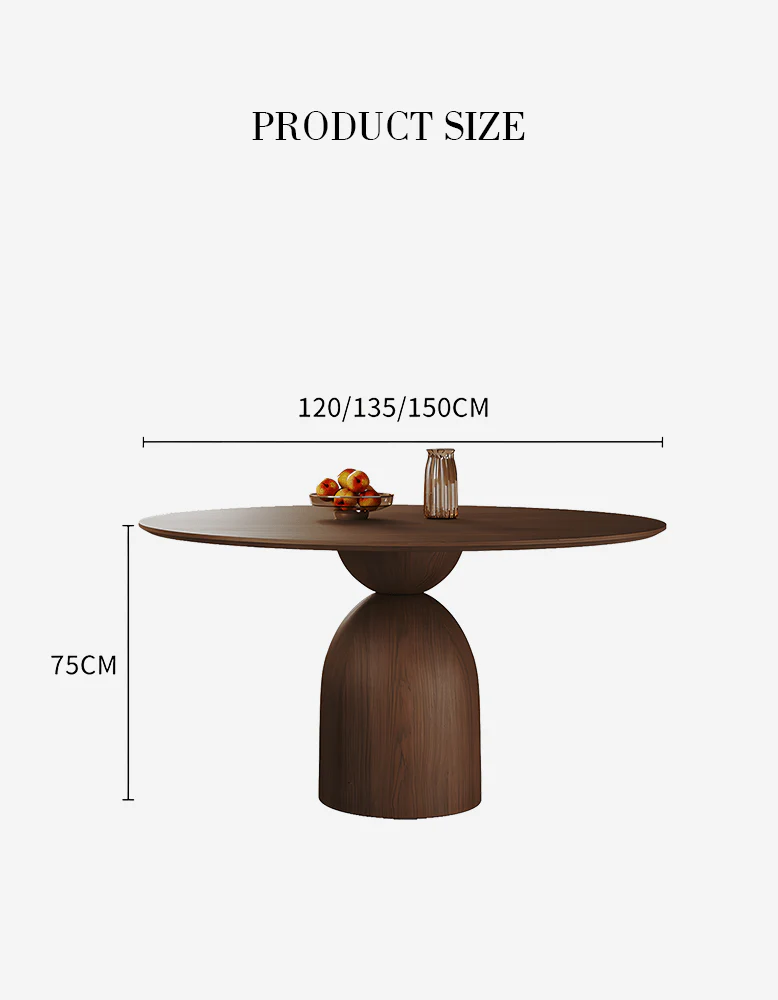 Amaia Round Pedestal Dining Table, Solid Wood, Black Or Walnut - Image 10