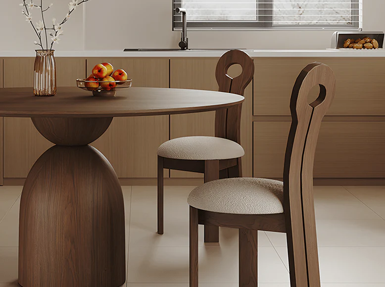 Amaia Round Pedestal Dining Table, Solid Wood, Black Or Walnut - Image 9