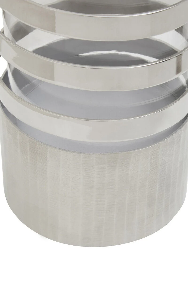 Amreli Large Vertical Textured Silver Metal Hurricane Candle Holder - Image 8
