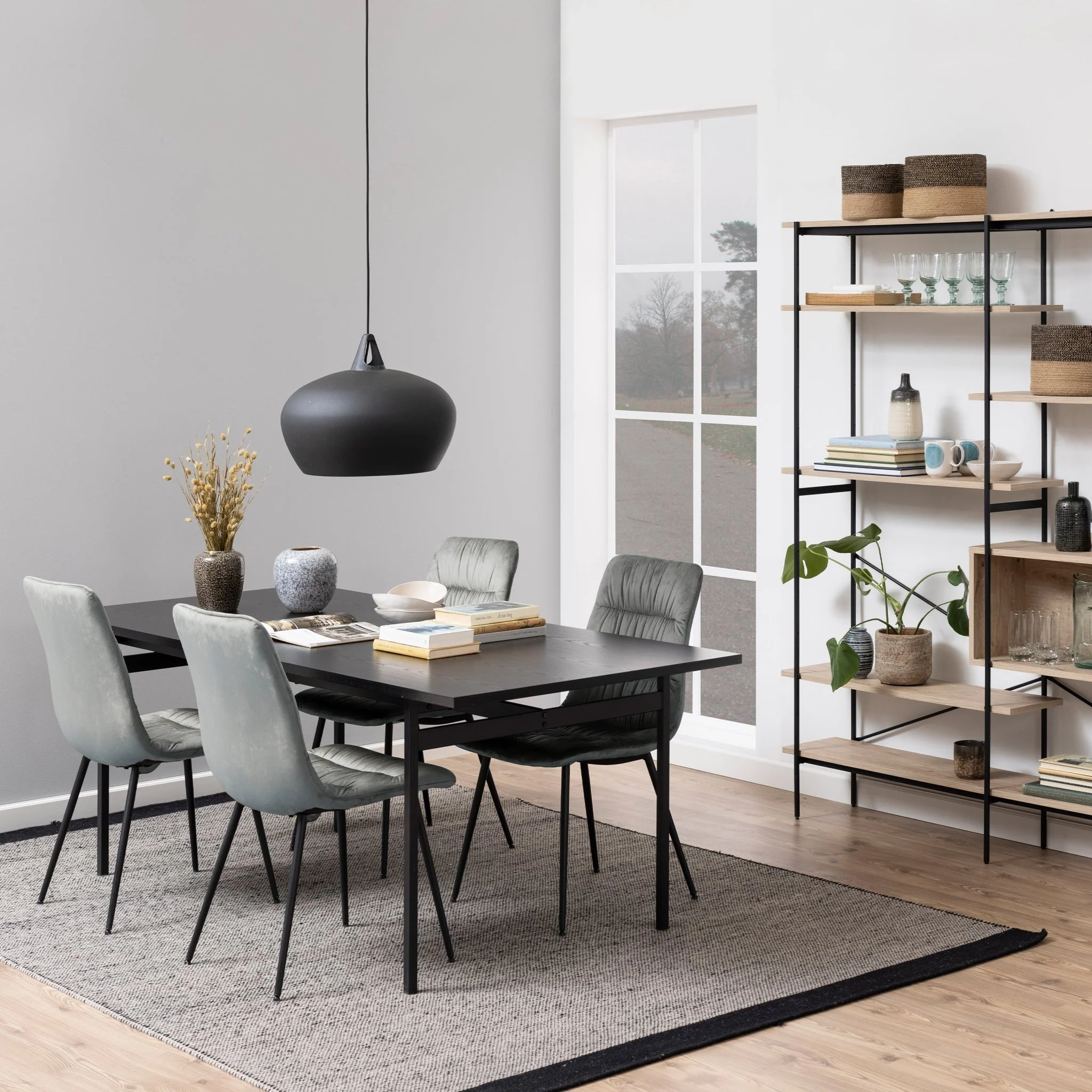 Angus Dining Table in Black 200x74cm Included 4 Carrie Swivel Dining Chairs in Sand - Image 5
