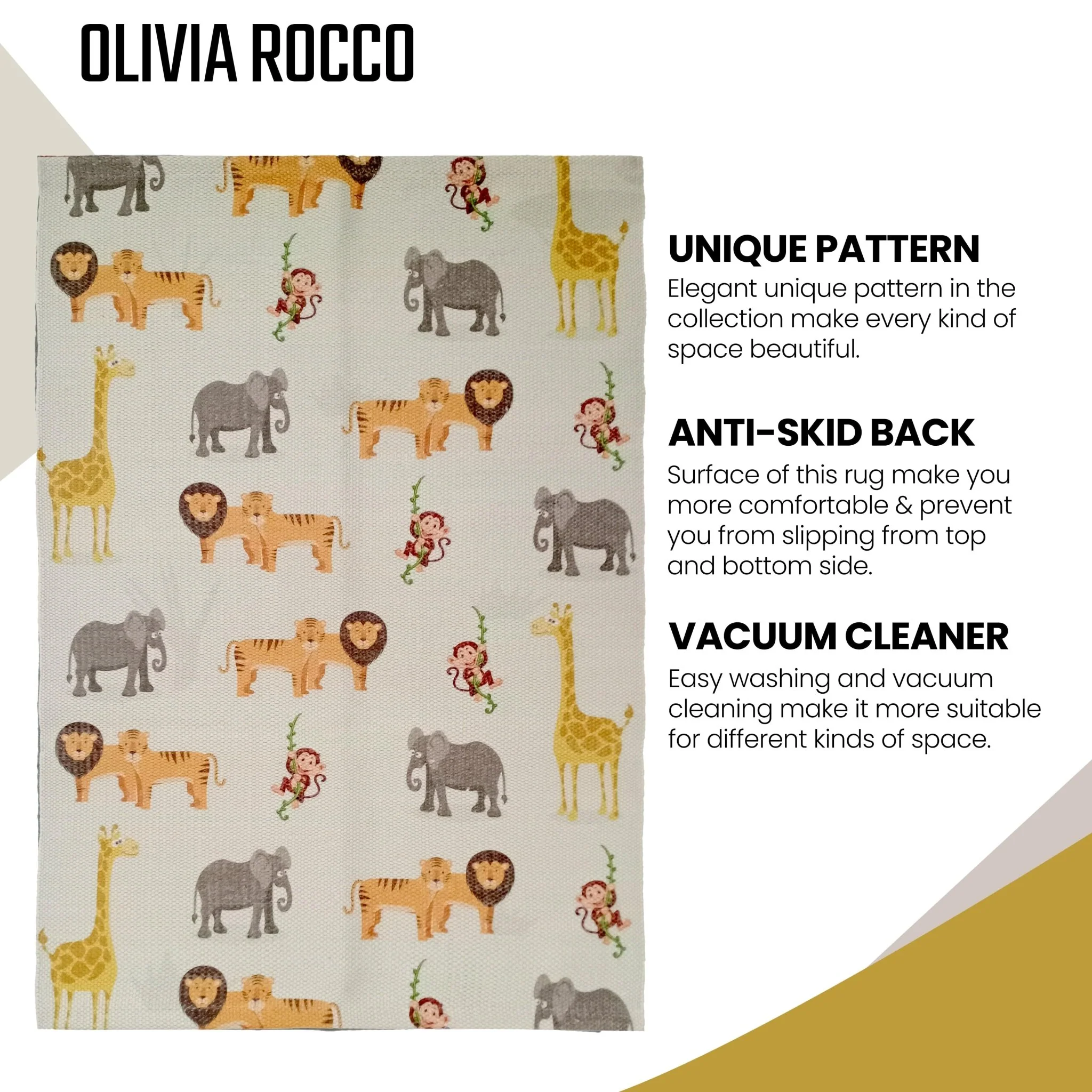 Animal Printed Rug Safari Modern Non-Slip Soft Durable Floor Rug for Living Room Bedroom Hallway & Office - Image 3