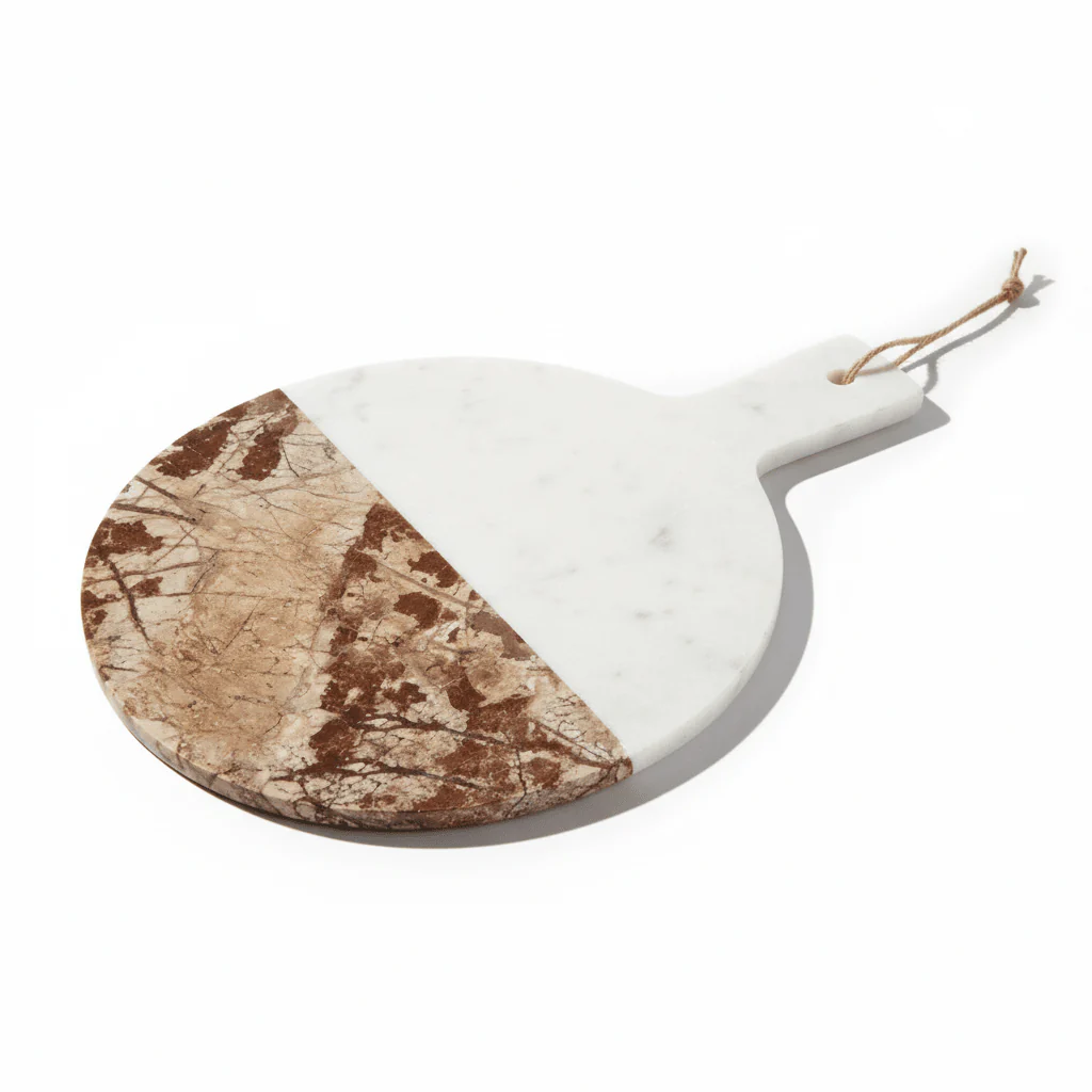Annika White And Brown Marble Round Paddle Board - Image 4