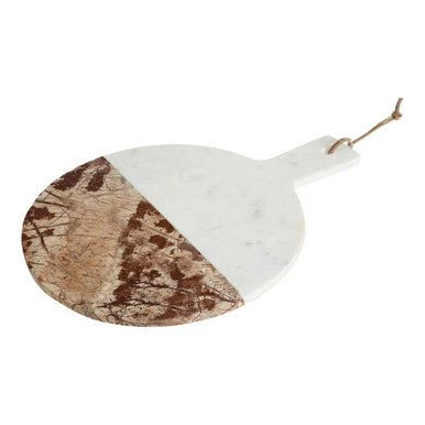 Annika White And Brown Marble Round Paddle Board - Image 8