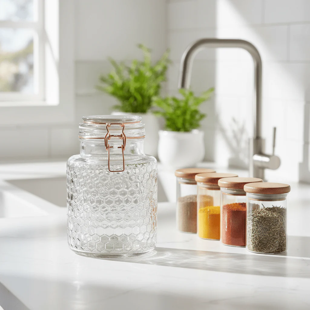 Apiary Rose Gold Wire Small Glass Jar - Image 4