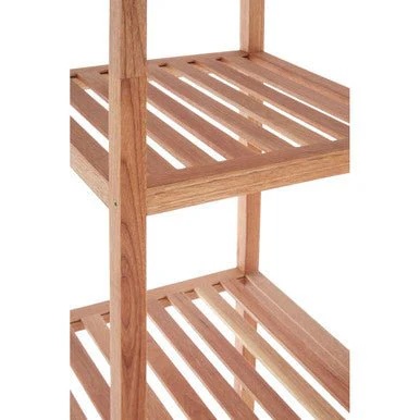 ARLA 4 Tier Walnut Wood Bathroom Shelf Unit - Image 6