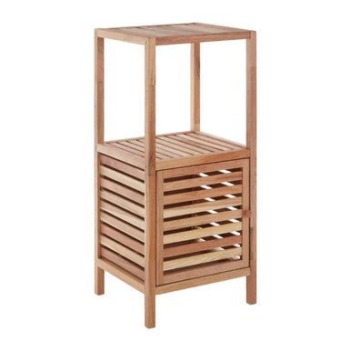 ARLA Two Tier Walnut Wood Bathroom Shelf Unit - Image 5