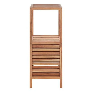 ARLA Two Tier Walnut Wood Bathroom Shelf Unit - Image 6