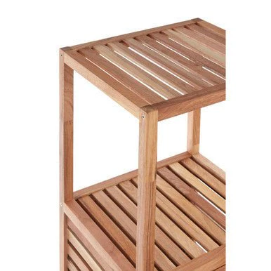 ARLA Two Tier Walnut Wood Bathroom Shelf Unit - Image 8