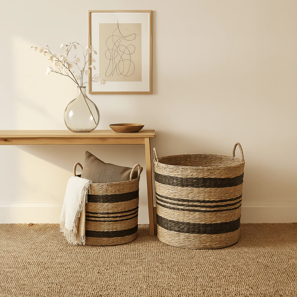 Arles Black Stripes Seagrass Baskets - Image 3