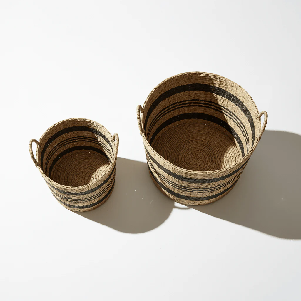 Arles Black Stripes Seagrass Baskets - Image 4