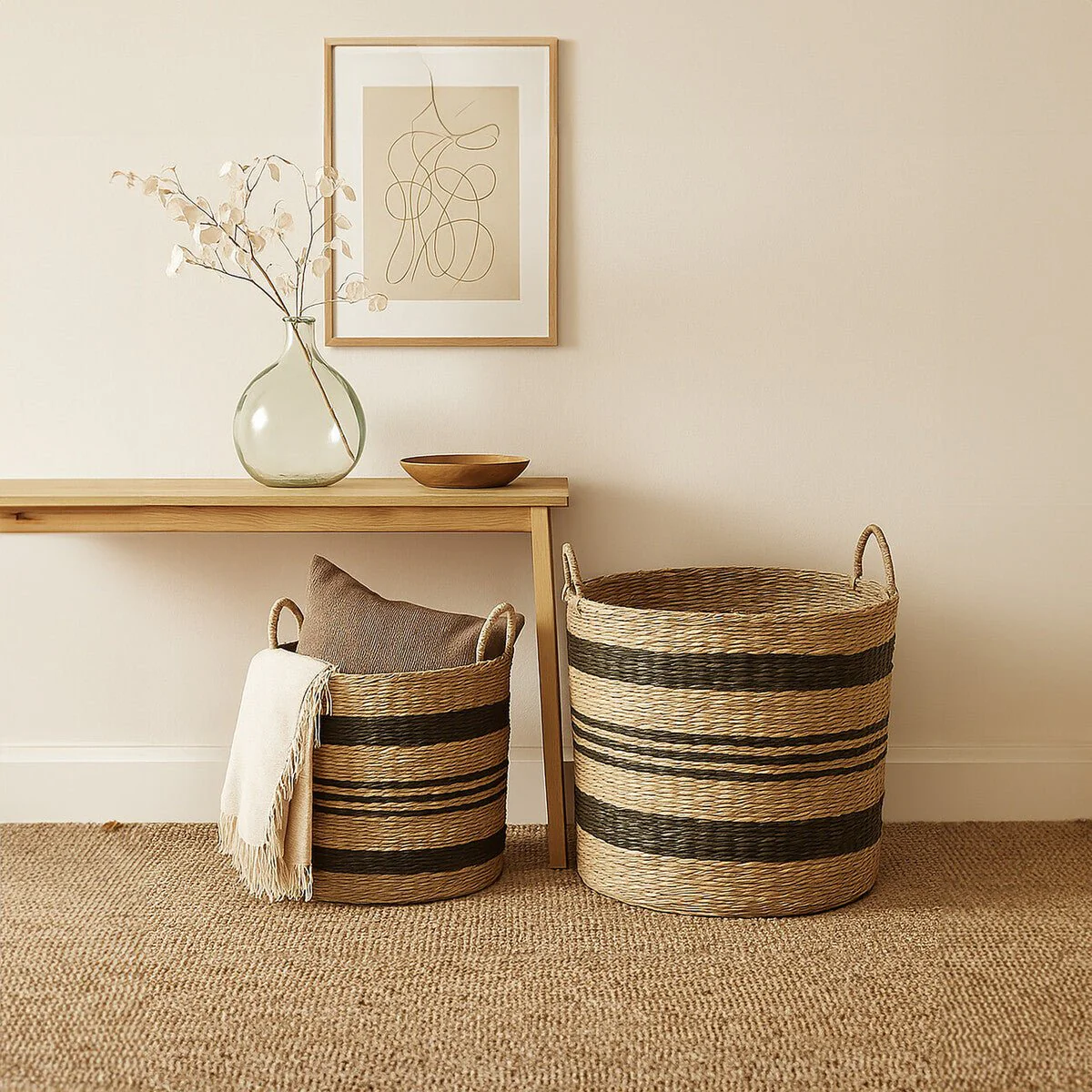 Arles Black Stripes Seagrass Baskets - Image 5