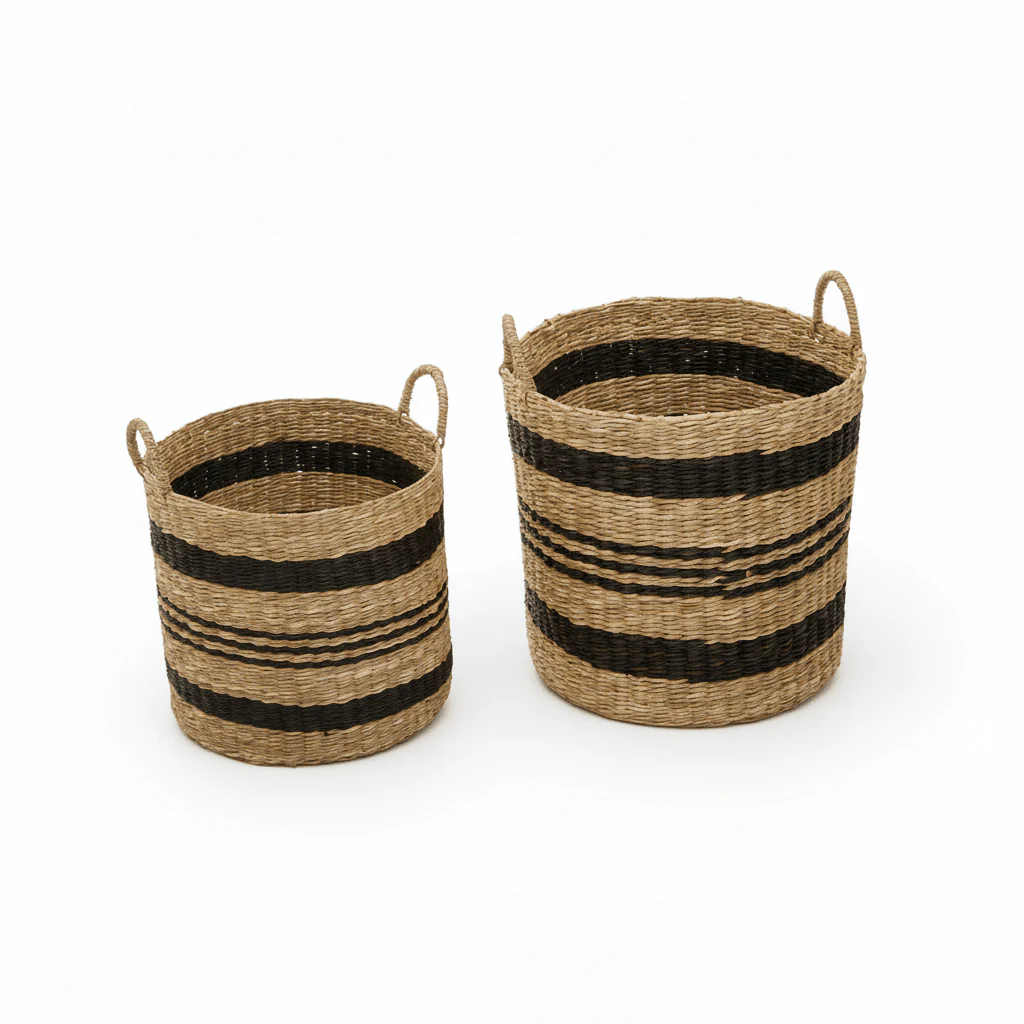 Arles Black Stripes Seagrass Baskets - Image 6