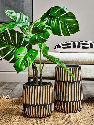 Arlo Large Natural And Black Wooden Vase - Image 10