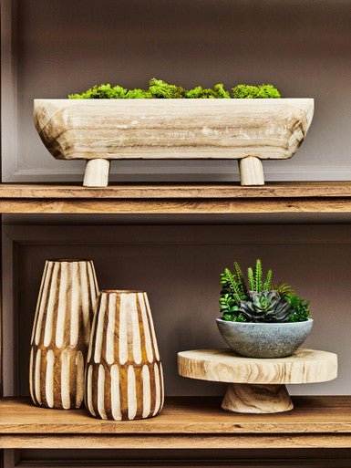 Arlo Large Wooden Engraved Vase - Image 7