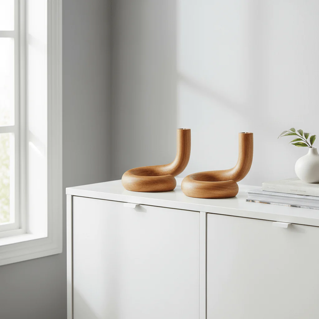 Arlo Natural Wood Candle Holder - Image 3