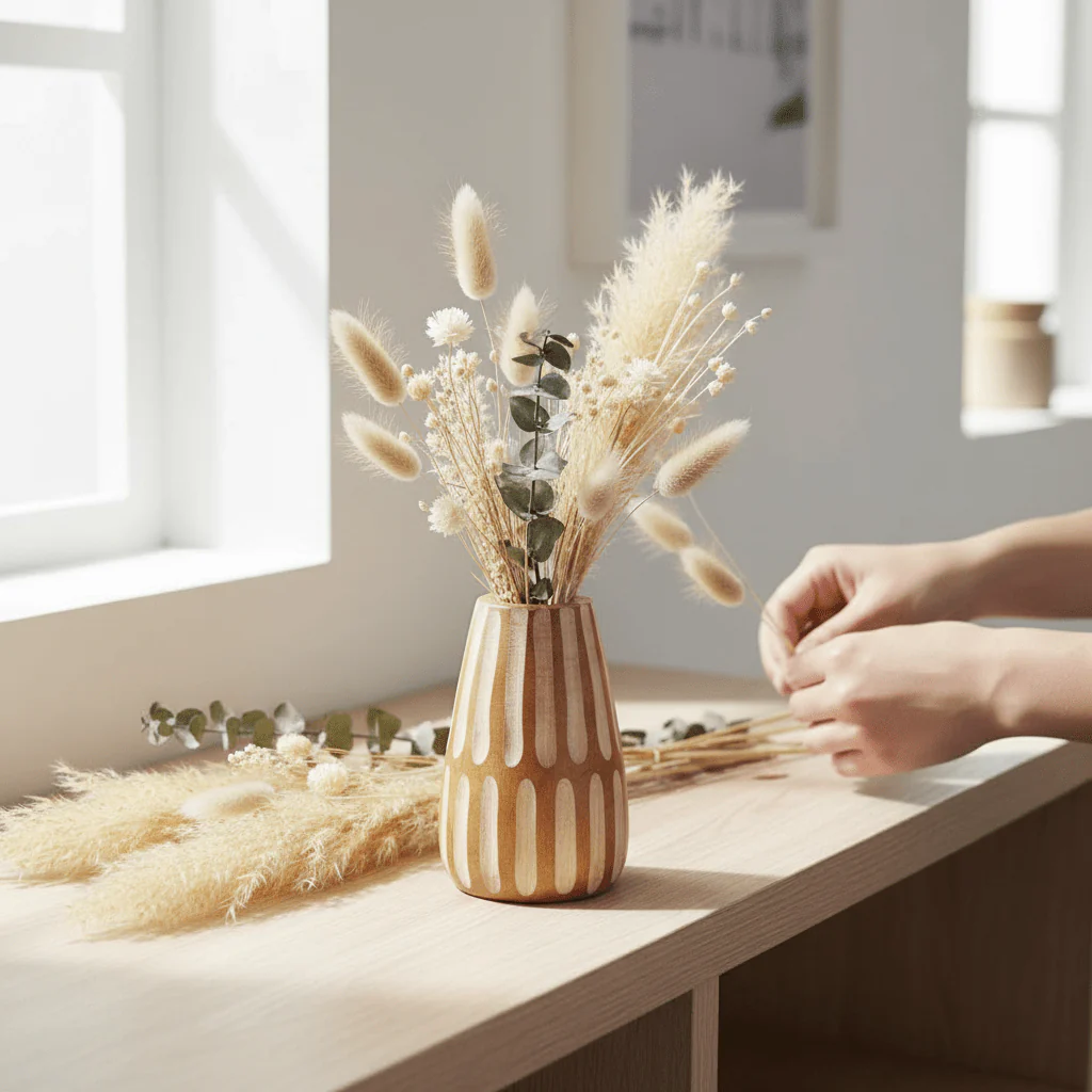 Arlo Small Brown And Natural Wooden Vase - Image 2