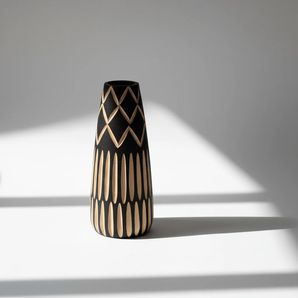 Arlo Small Engraved Wooden Vase. - Image 4
