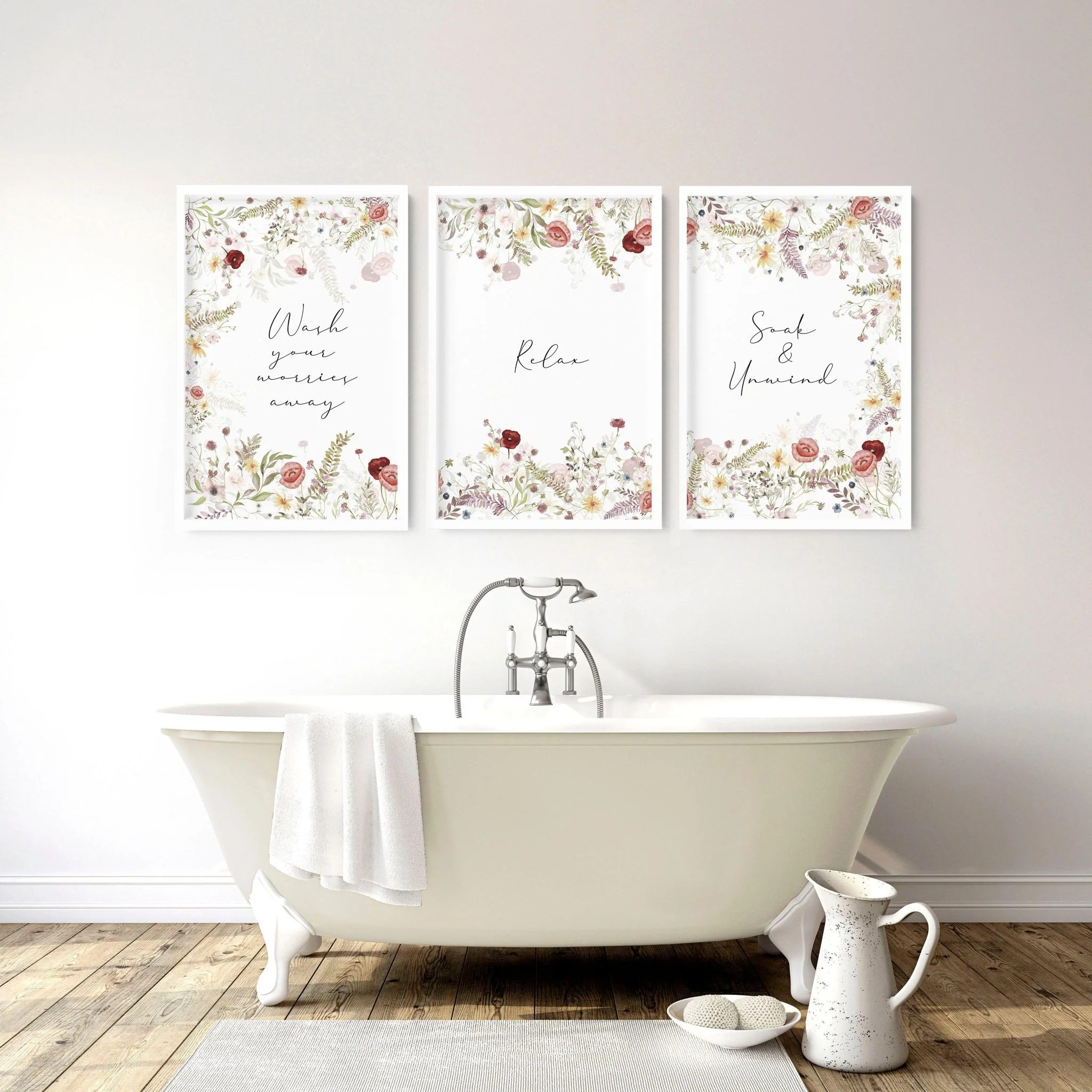 Art for bathroom wall | set of 3 Shabby Chic wall art - Image 5