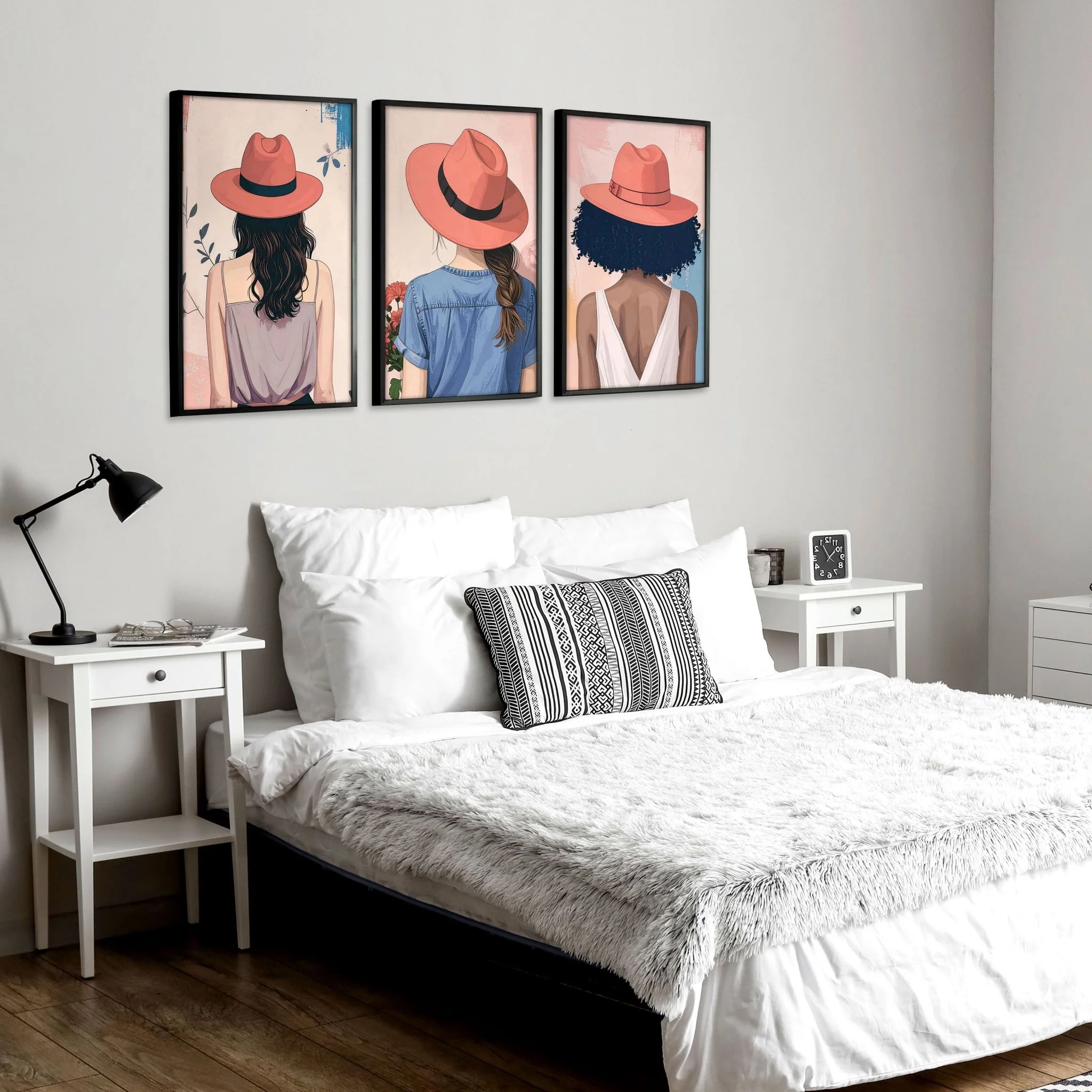 Art For Bedroom | Set of 3 Boho Women Wall art Prints - Image 2