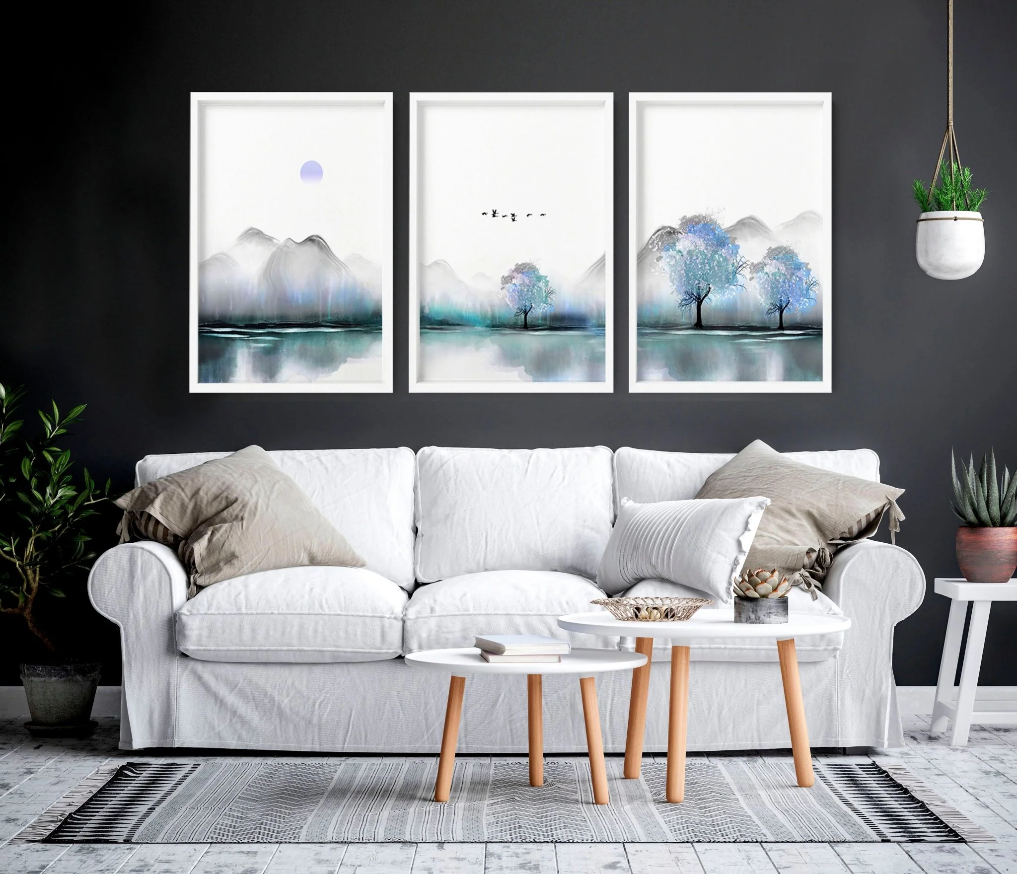 Art for living room walls | set of 3 Zen landscape art prints - Image 2
