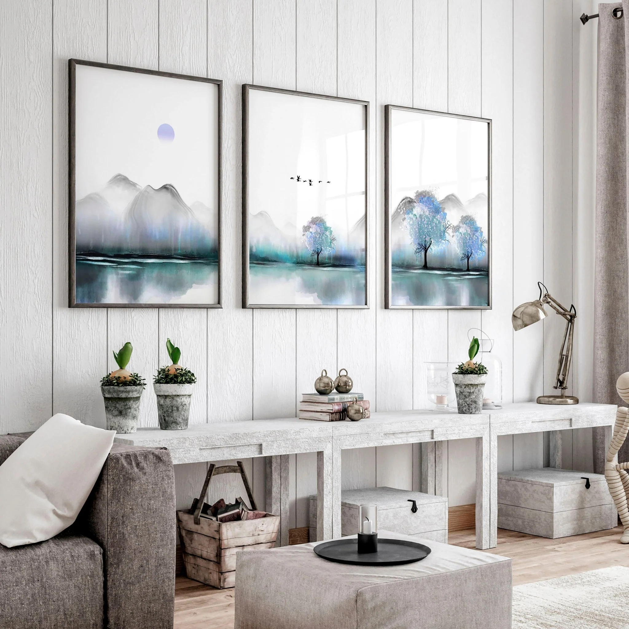 Art for living room walls | set of 3 Zen landscape art prints - Image 3