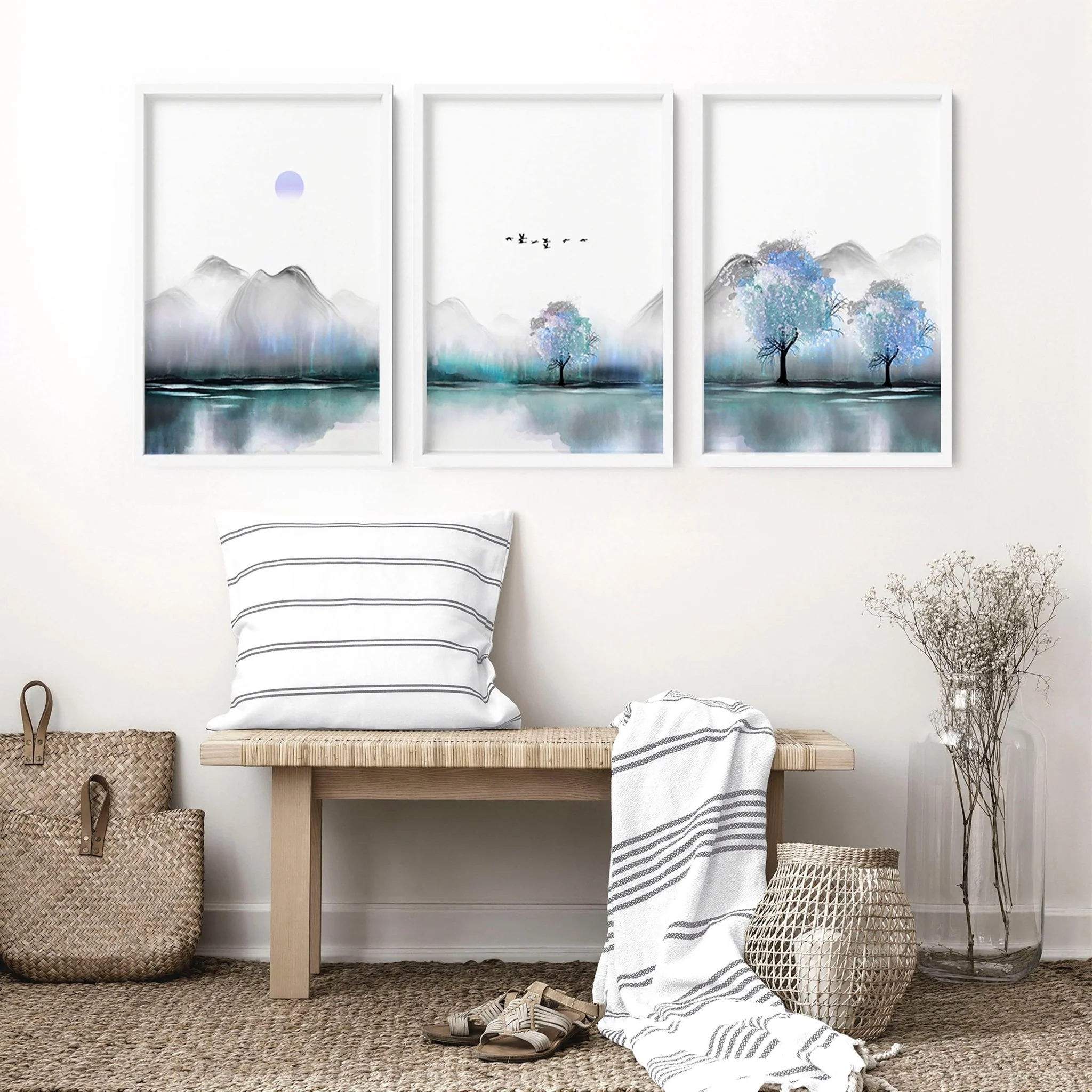 Art for living room walls | set of 3 Zen landscape art prints - Image 5