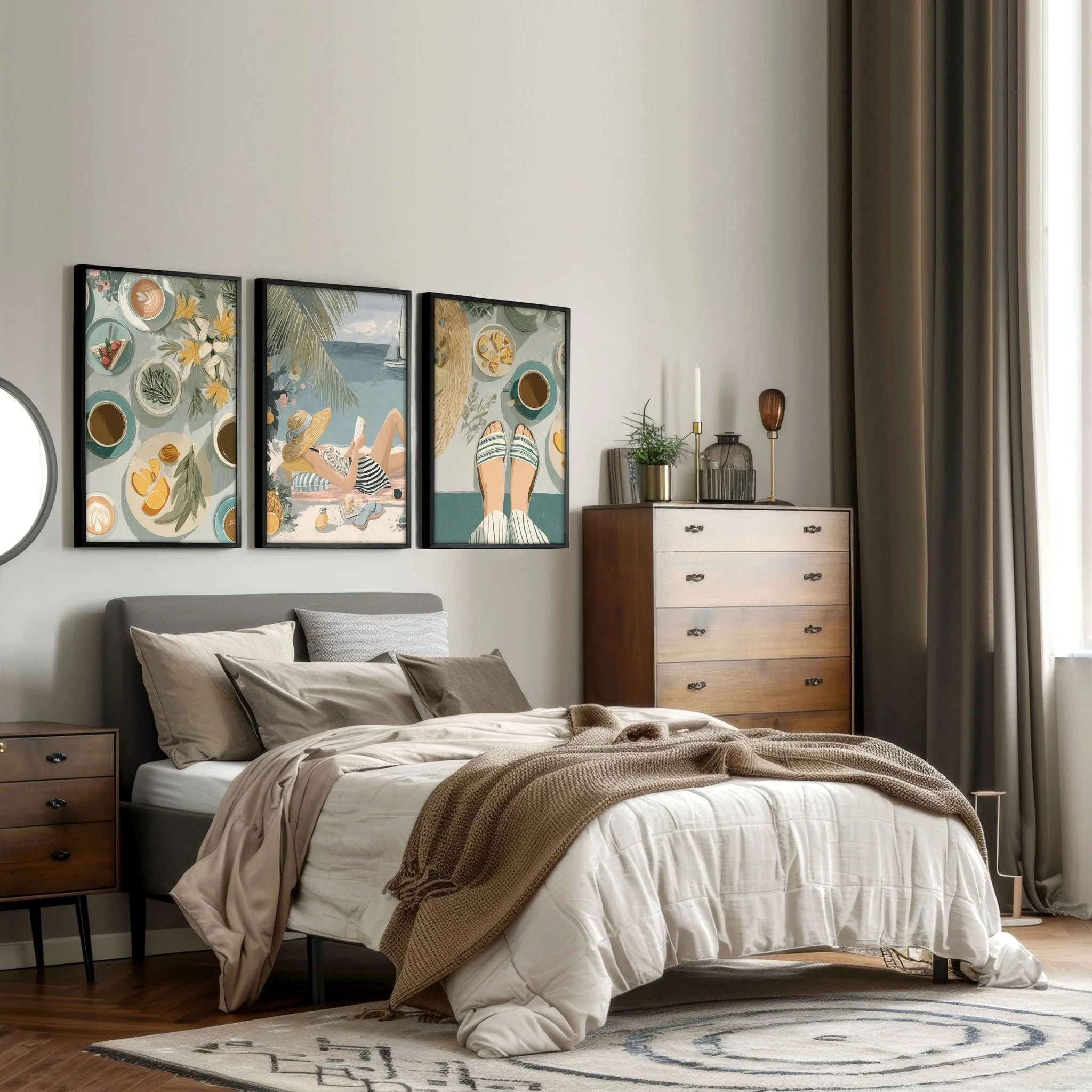 Art Print With Frame | Set of 3 Italian Lifestyle Wall art Prints