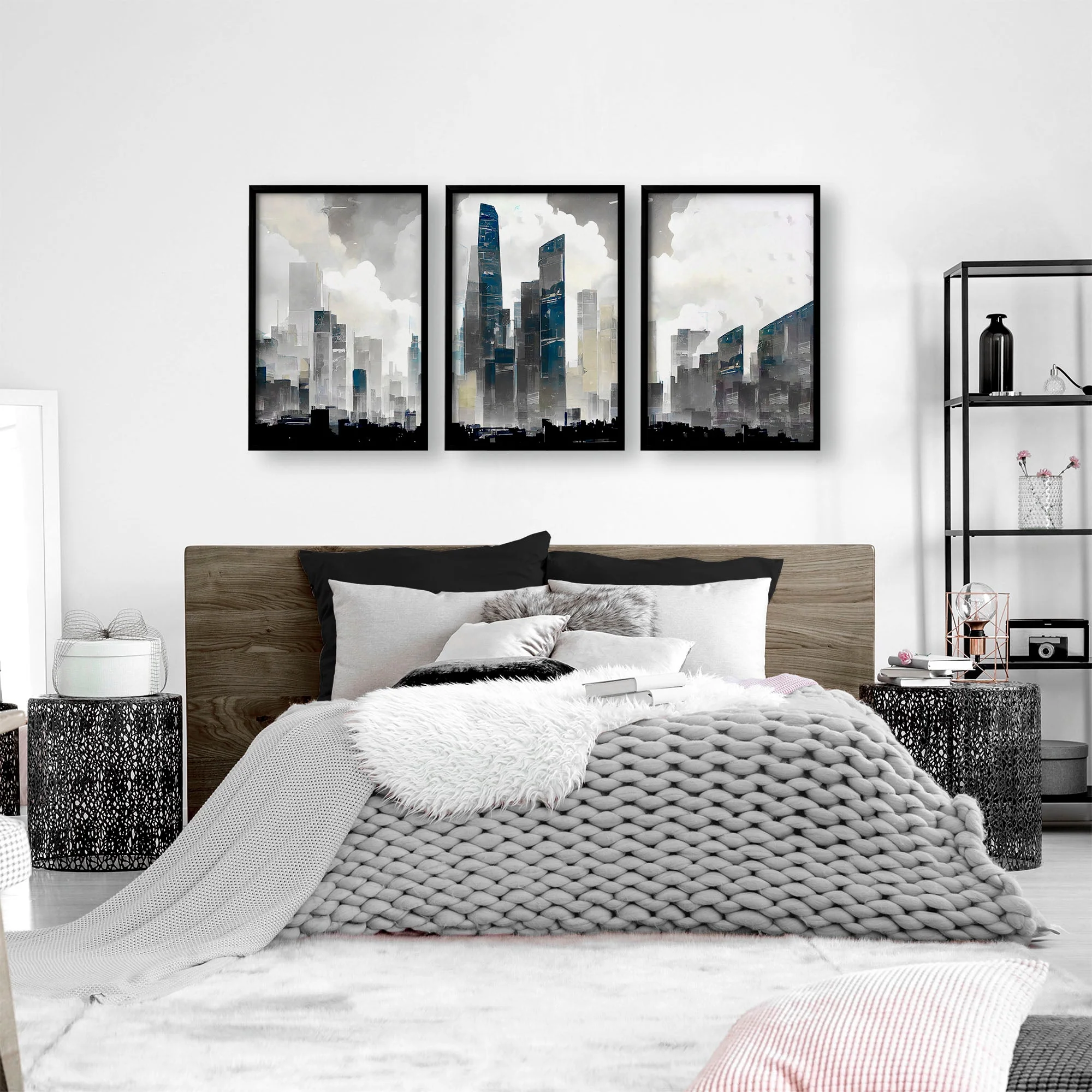Art Prints Contemporary | Set of 3 Urban Skyscrapers Wall art Prints - Image 2