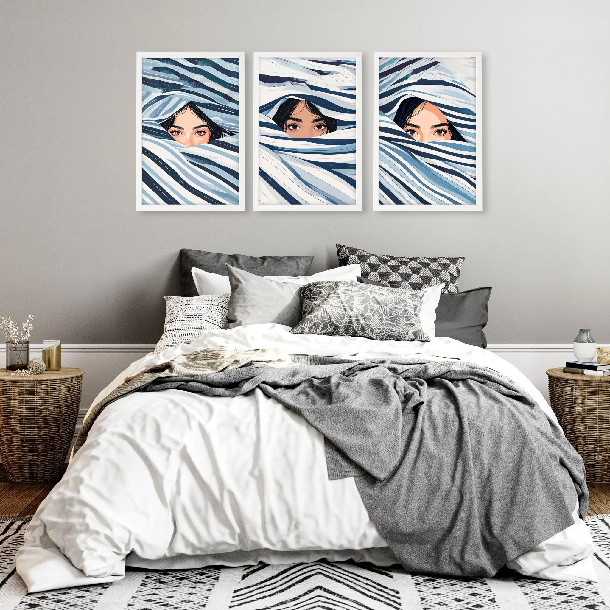 Artwork For Bedroom Wall | Set of 3 Boho Women Wall art Prints - Image 3