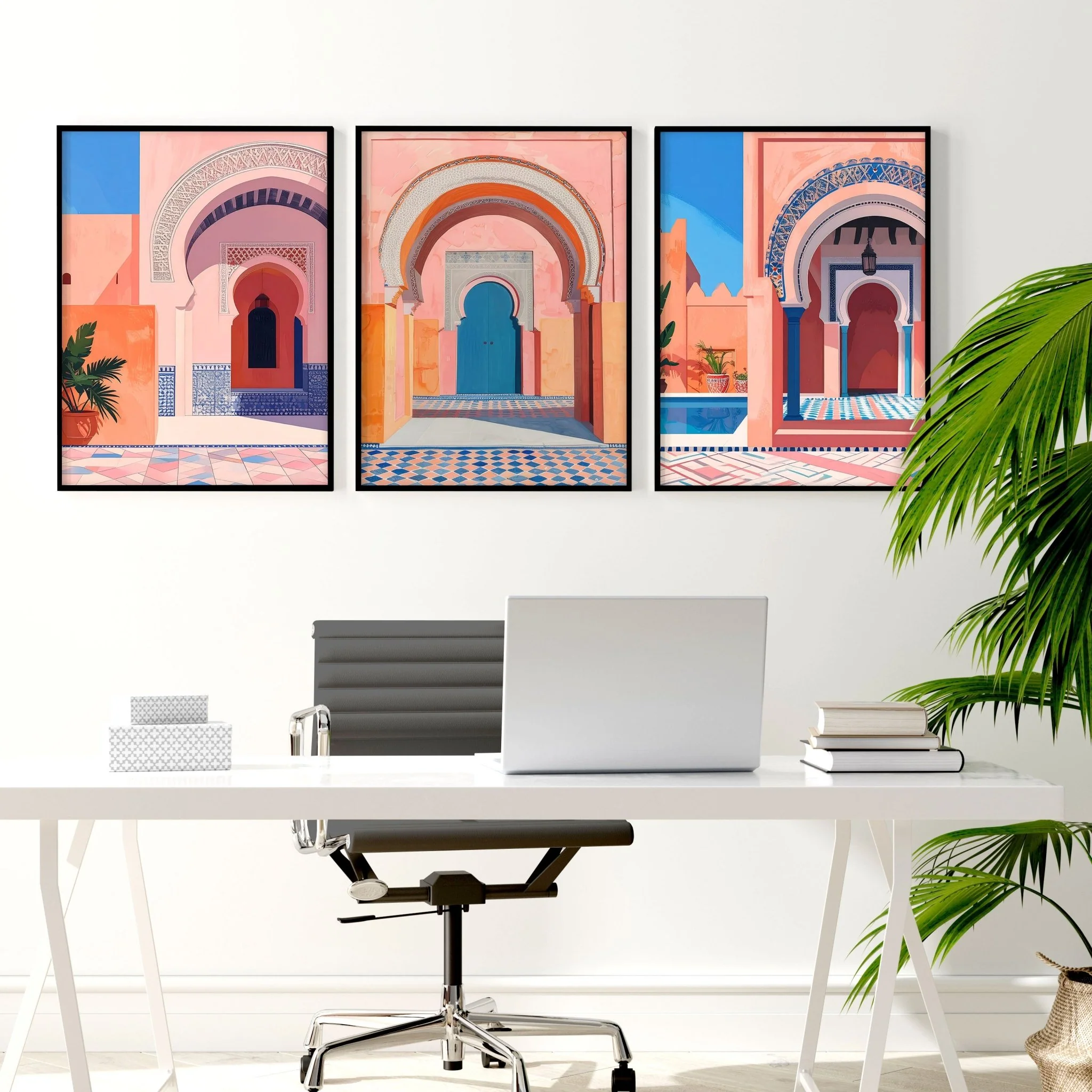 Artwork For Home Office | Set of 3 Moroccan Inspired Wall art Prints - Image 2