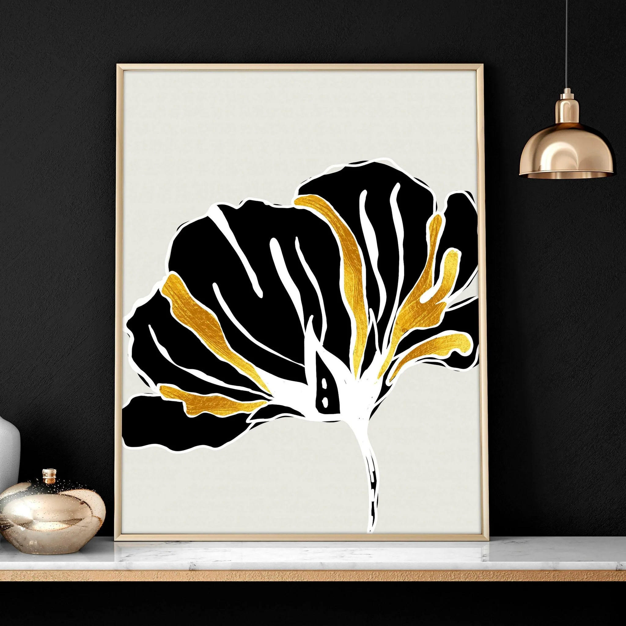 Artwork for living room | set of 3 wall art with gold - Image 5