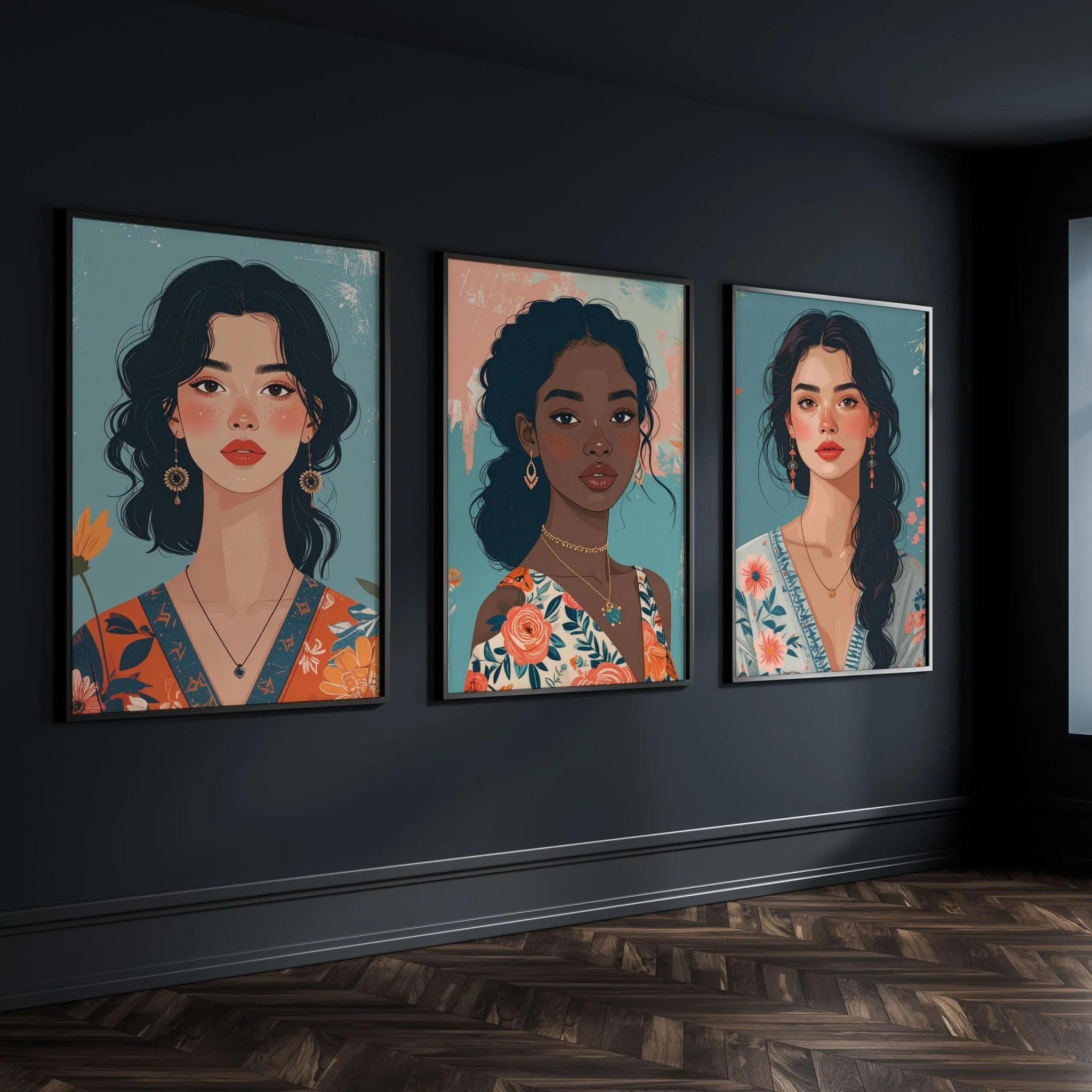 Artwork For Living Room Walls | Set of 3 Boho Women Wall art Prints - Image 10